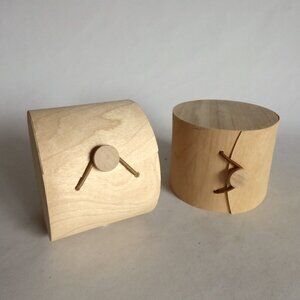 NEW NATURAL BIRCH WOOD VENEER STORAGE LIDDED ROUND TRINKET TEA CYLINDER BOX SET